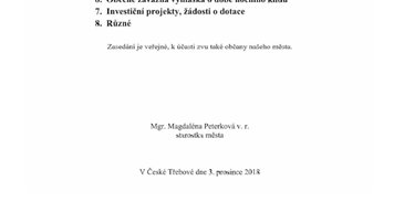 Pozvánka na Zastupitelstvo města Česká Třebová